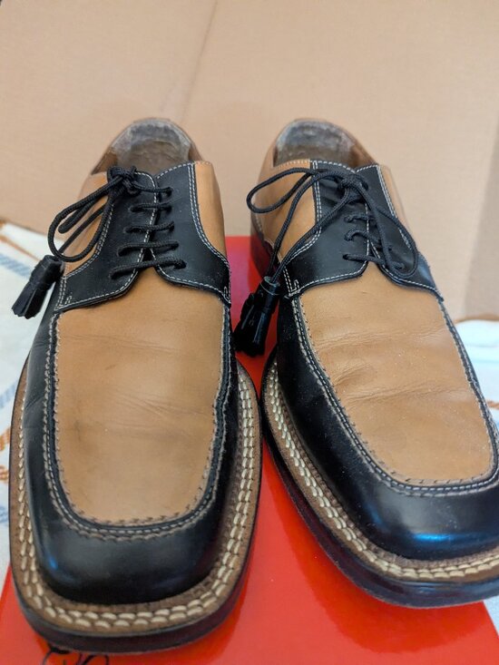 Marco Vicci Mens Leather Italian Shoes 9.5 Two Tone-Brown & Light Brown main image 4